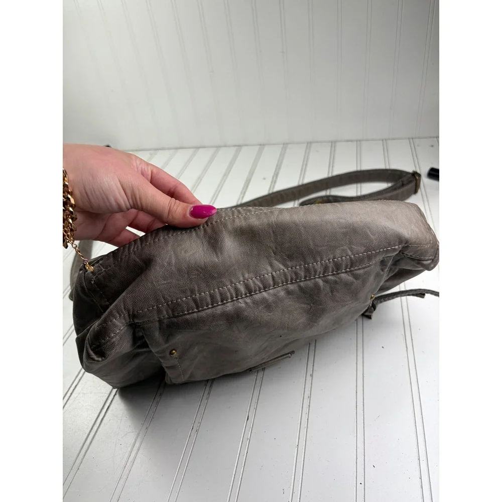 Stone & Co Vintage Y2K Taupe Distressed Slouchy Leather Shoulder Crossbody Bag